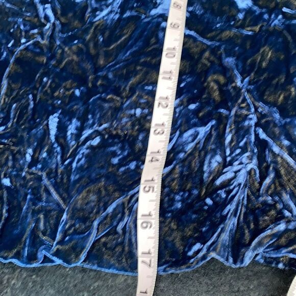 Samantha Treacy blue/yellow silk/velvet skirt w/long belt tie Sz 10 - Picture 8 of 8